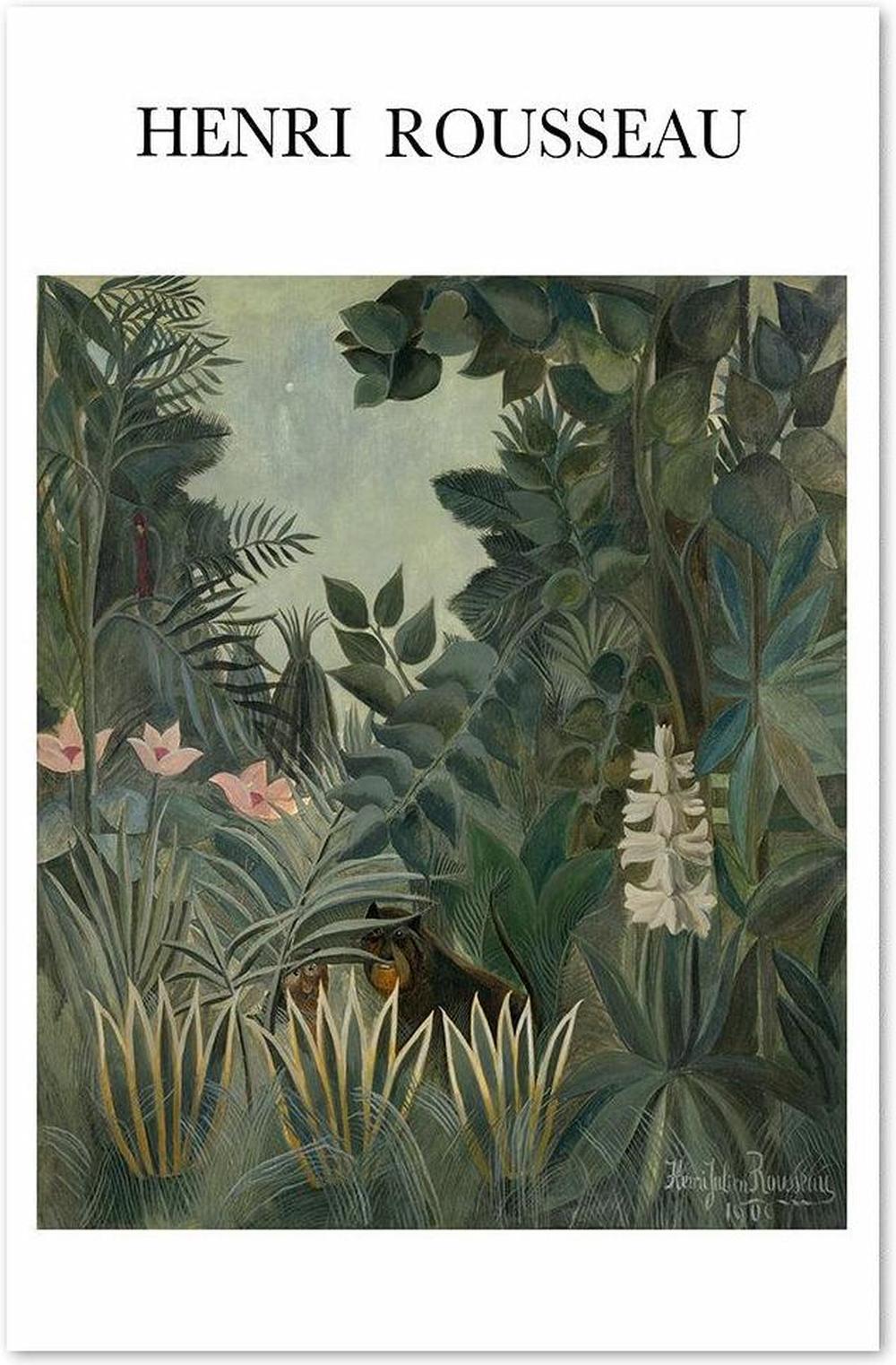 wall-art-print-canvas-poster-framed-The Equatorial Jungle, 1909, By Henri Rousseau-by-Gioia Wall Art-Gioia Wall Art