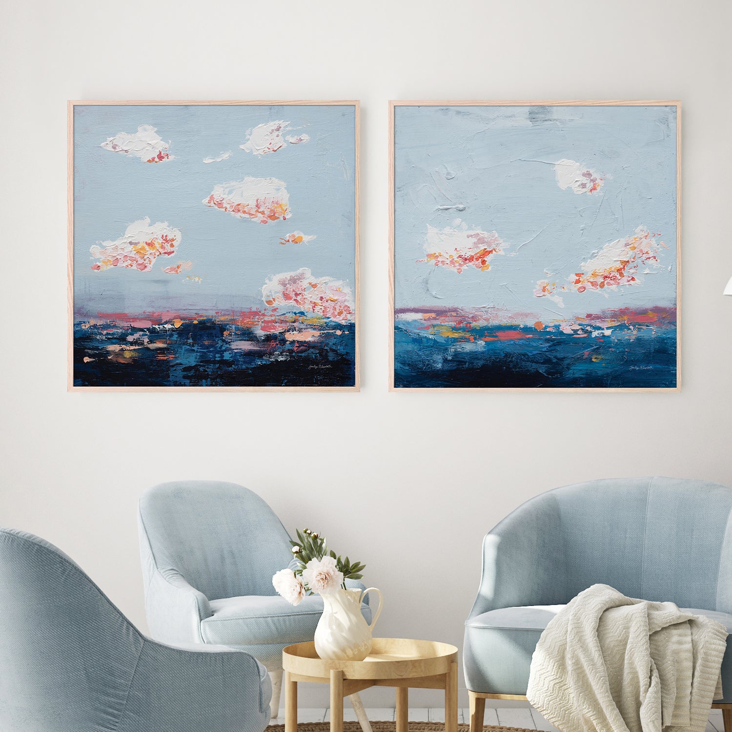 wall-art-print-canvas-poster-framed-The Horizon, Style A & B, Set Of 2-7