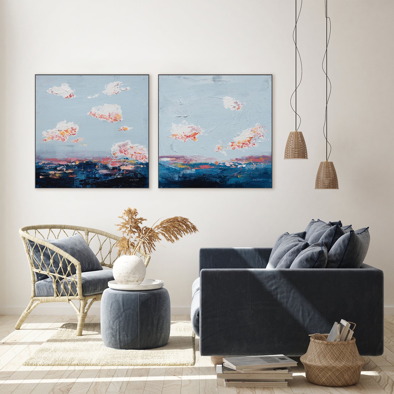wall-art-print-canvas-poster-framed-The Horizon, Style A & B, Set Of 2-9