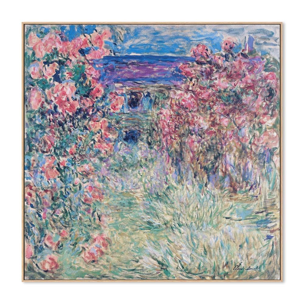 wall-art-print-canvas-poster-framed-The House among the Roses 03 1925 , By Monet-by-Gioia Wall Art-Gioia Wall Art