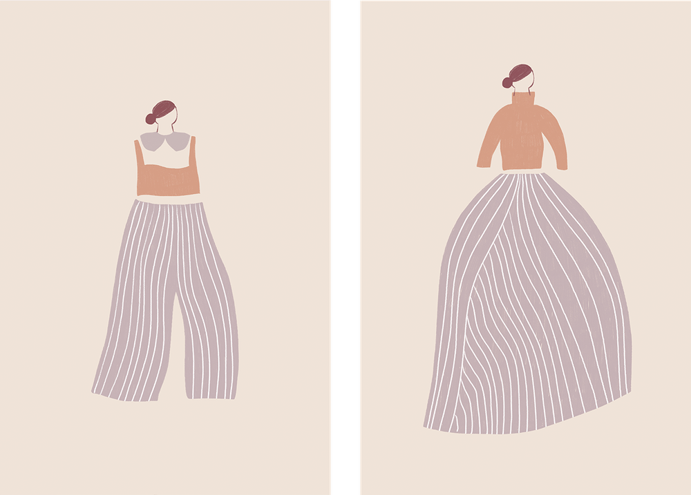 wall-art-print-canvas-poster-framed-The Pants And The Skirt, Set Of 2 , By Menina Lisboa-1