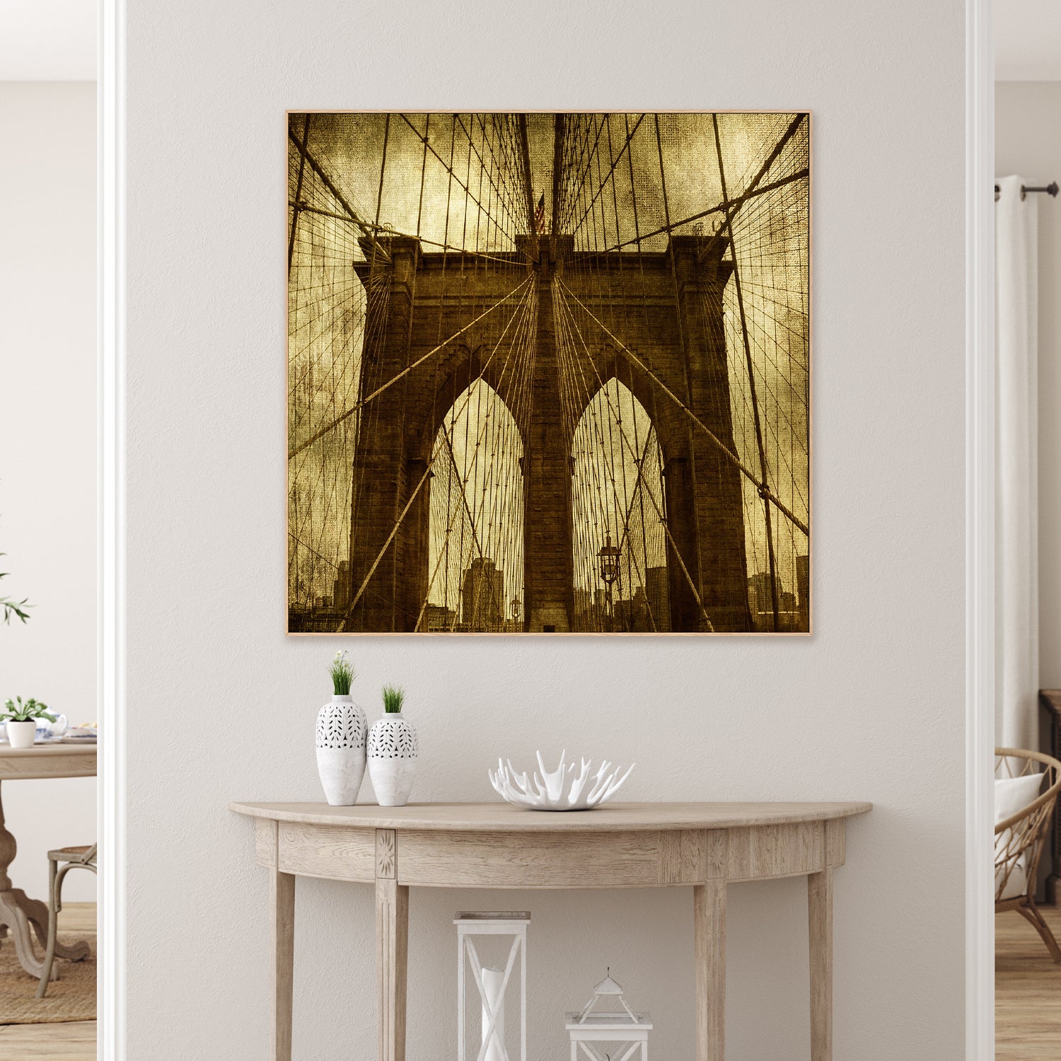 wall-art-print-canvas-poster-framed-The Ropes and Architecture of The Brooklyn Bridge in NYC, Industrial Spiders , By Andrew Paranavitana-3
