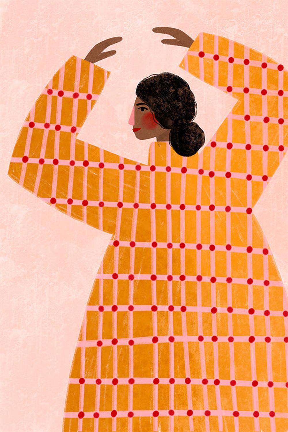 wall-art-print-canvas-poster-framed-The Woman With the Checked Dress-1