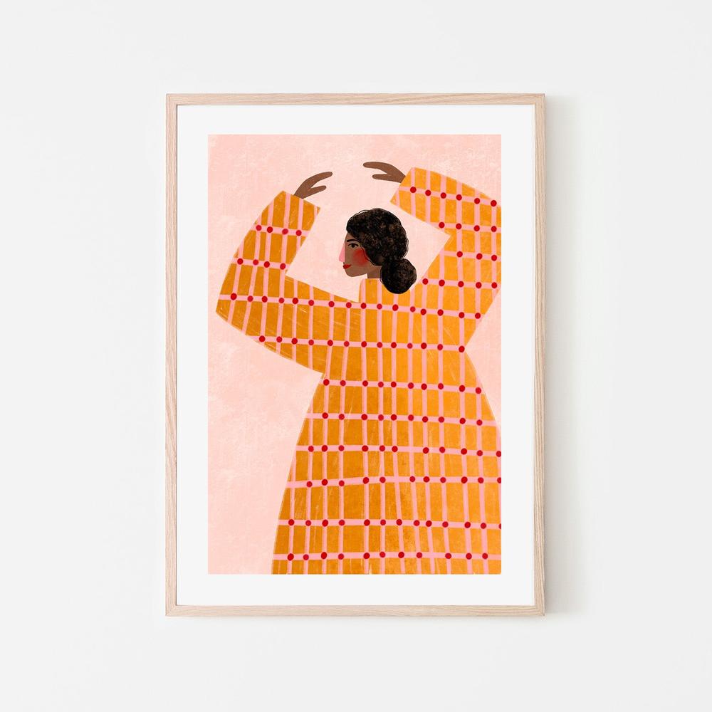 wall-art-print-canvas-poster-framed-The Woman With the Checked Dress-6
