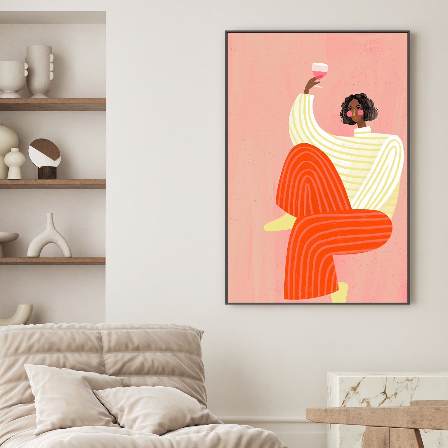 wall-art-print-canvas-poster-framed-The Woman With The Glass of Wine-2