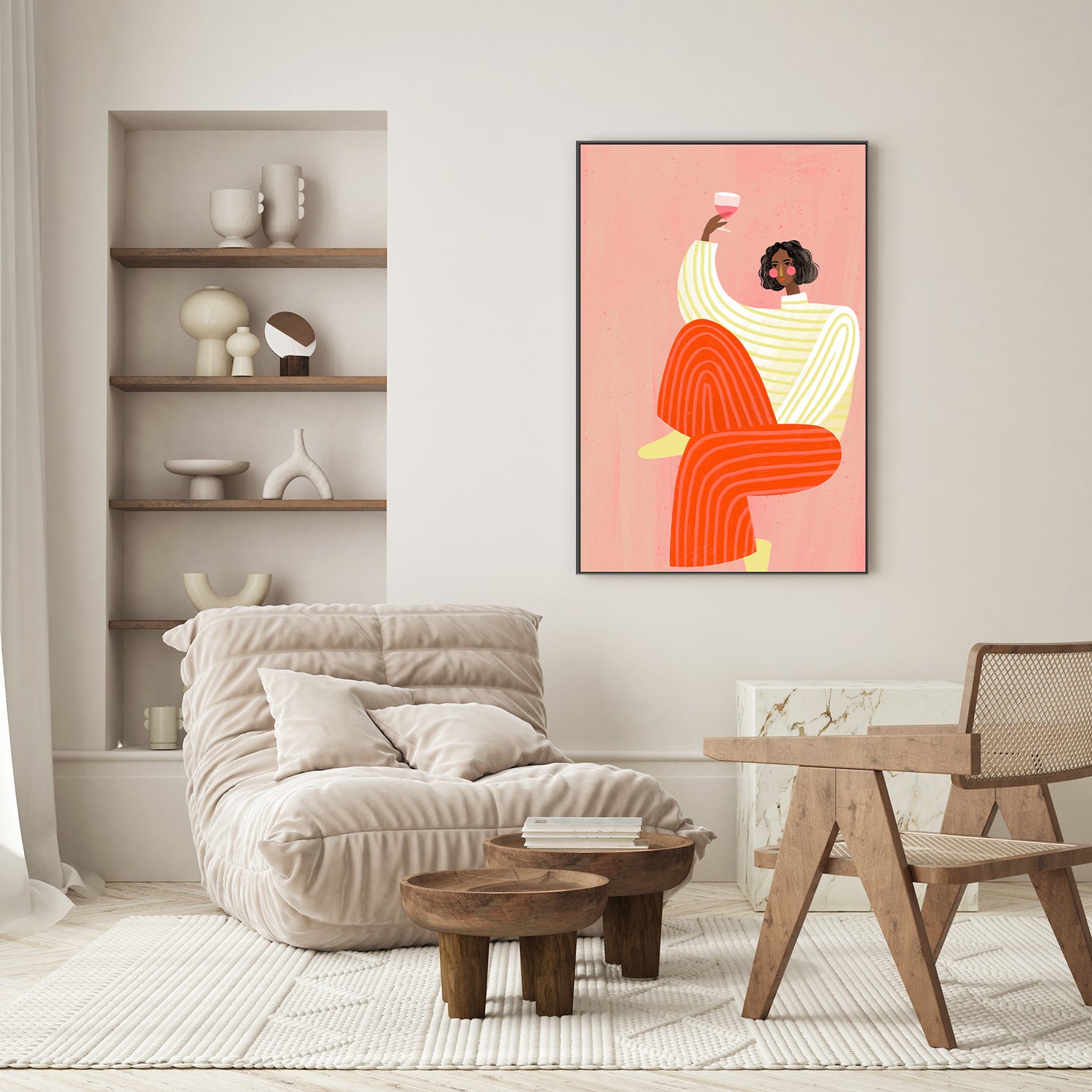 wall-art-print-canvas-poster-framed-The Woman With The Glass of Wine-7
