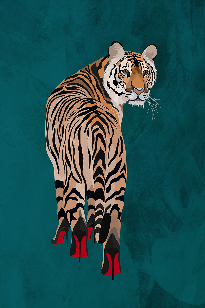 wall-art-print-canvas-poster-framed-Tiger Red Heels , By Sarah Manovski-1