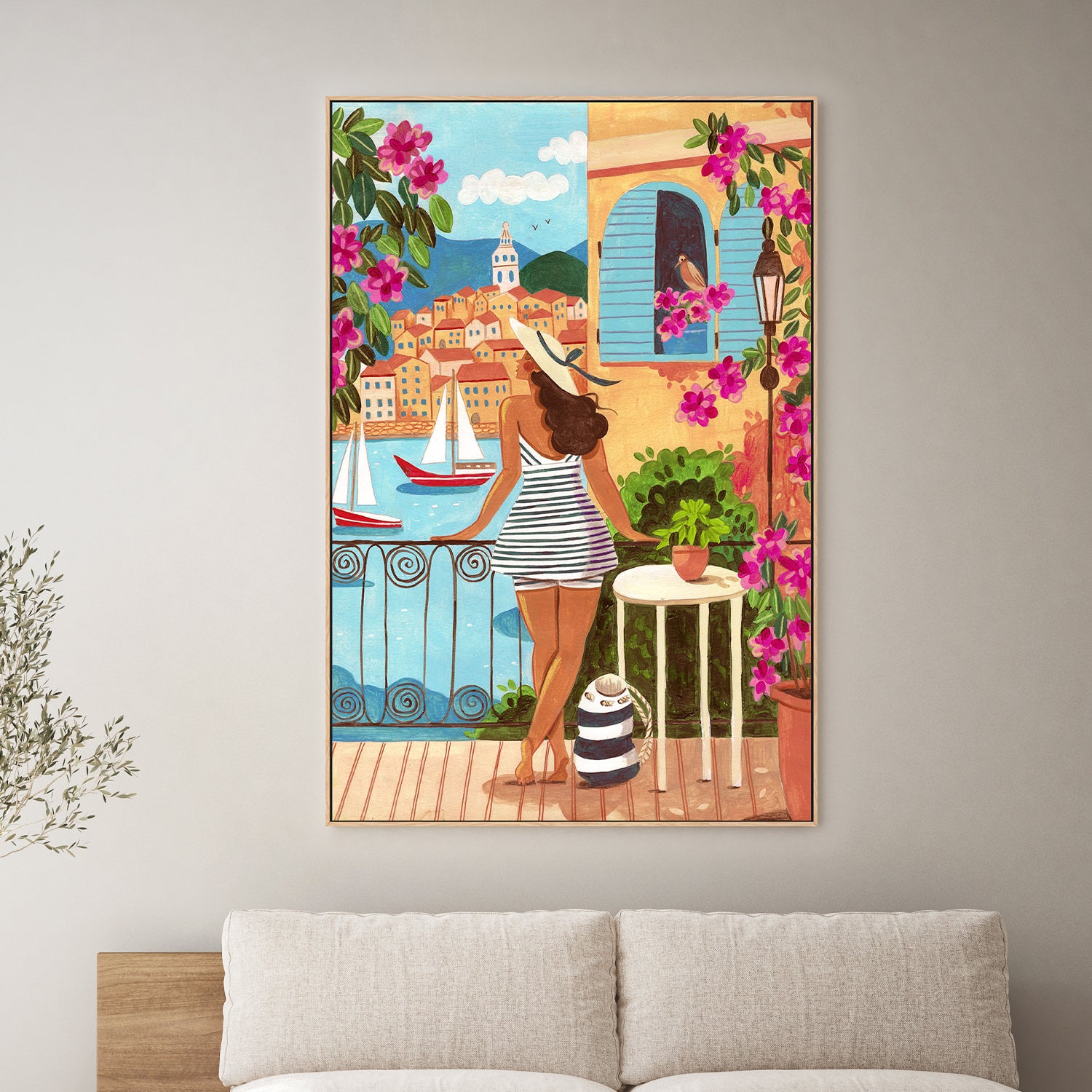 wall-art-print-canvas-poster-framed-Travel poster woman in Saint-Tropez-7