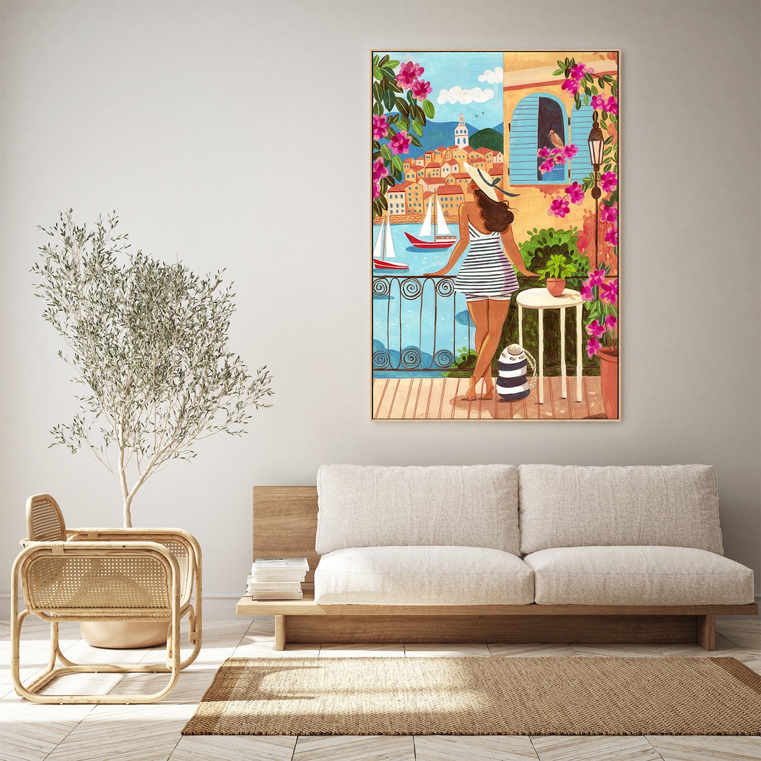 wall-art-print-canvas-poster-framed-Travel poster woman in Saint-Tropez-8