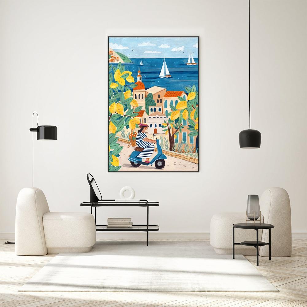 wall-art-print-canvas-poster-framed-Travel poster woman on the Amalfi coast, Italy-8