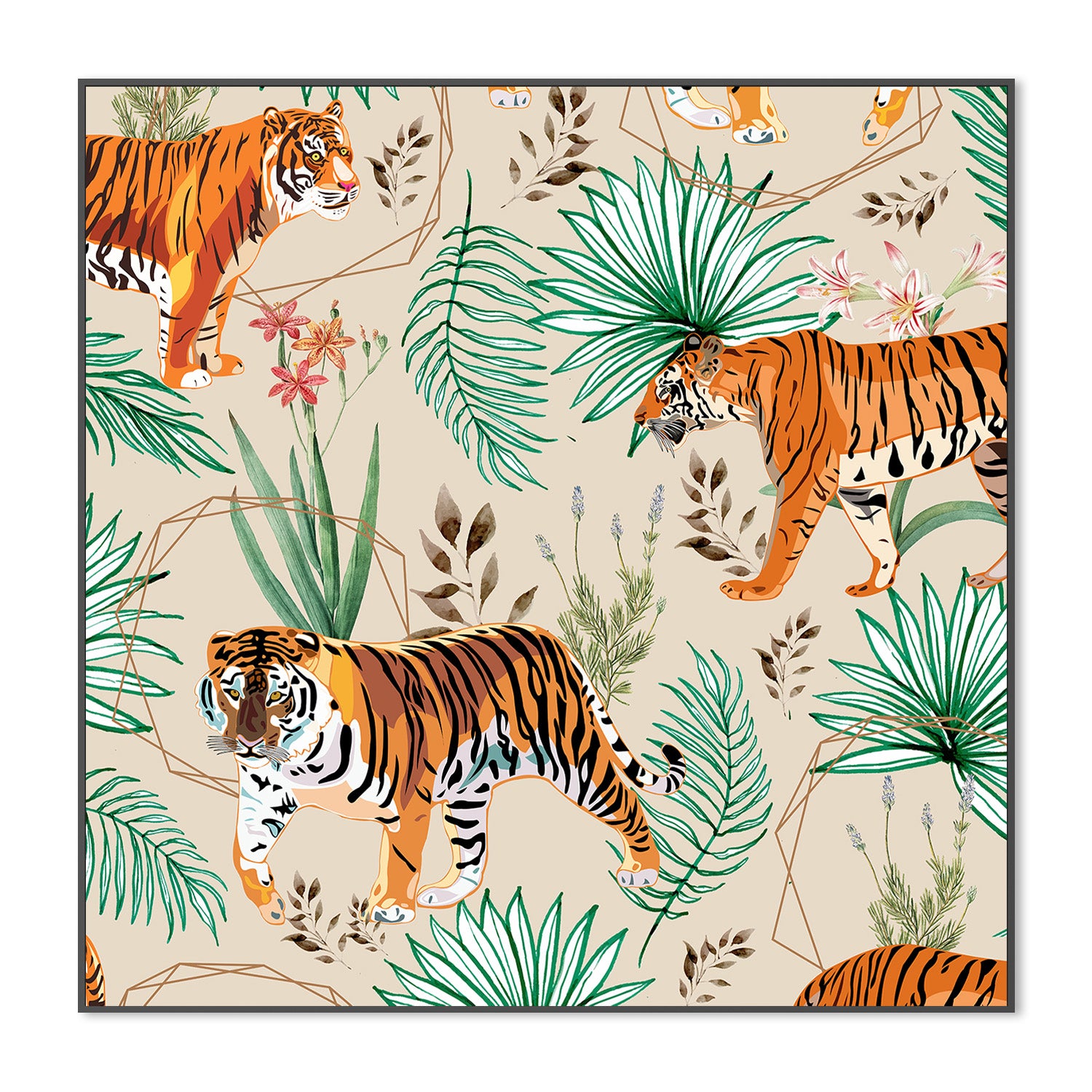 wall-art-print-canvas-poster-framed-Tropical and Tigers-3
