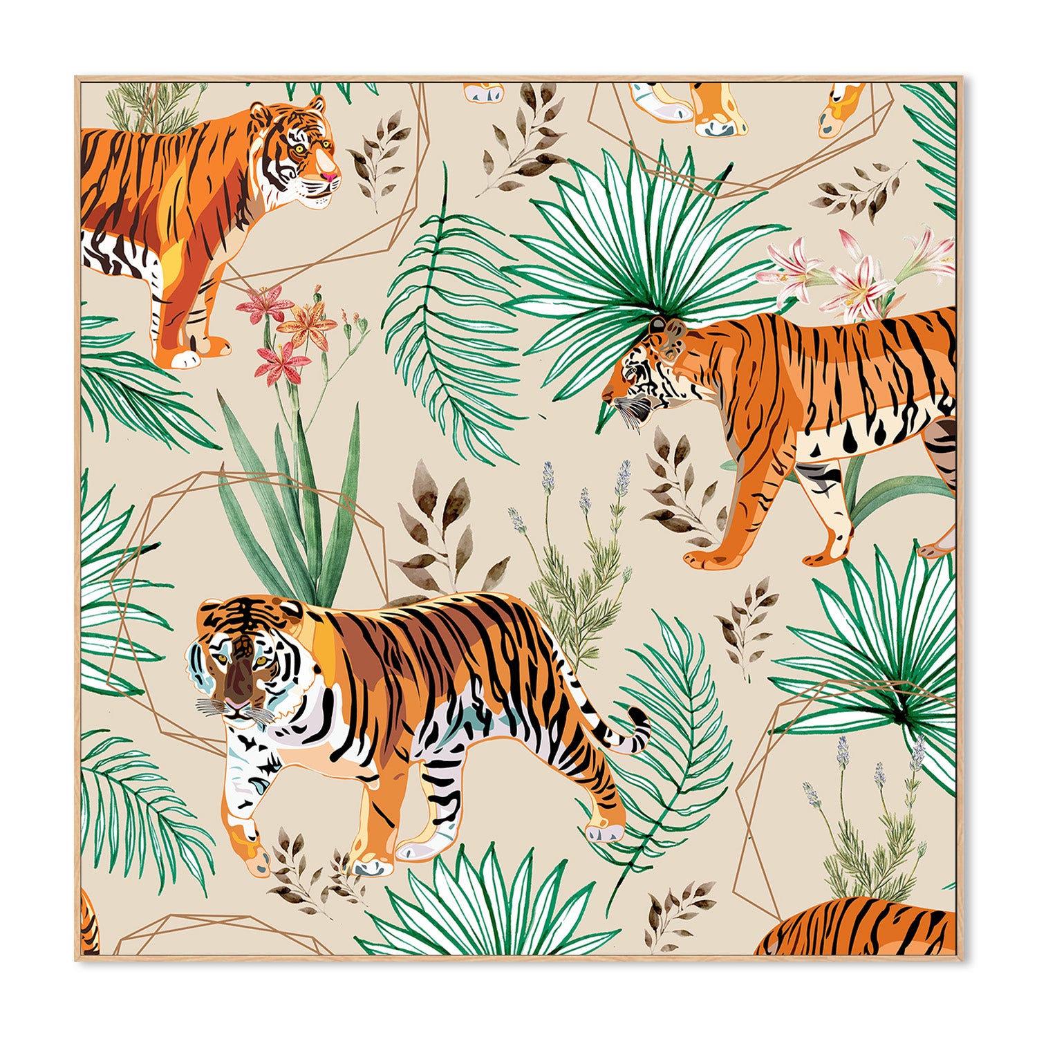 wall-art-print-canvas-poster-framed-Tropical and Tigers-4