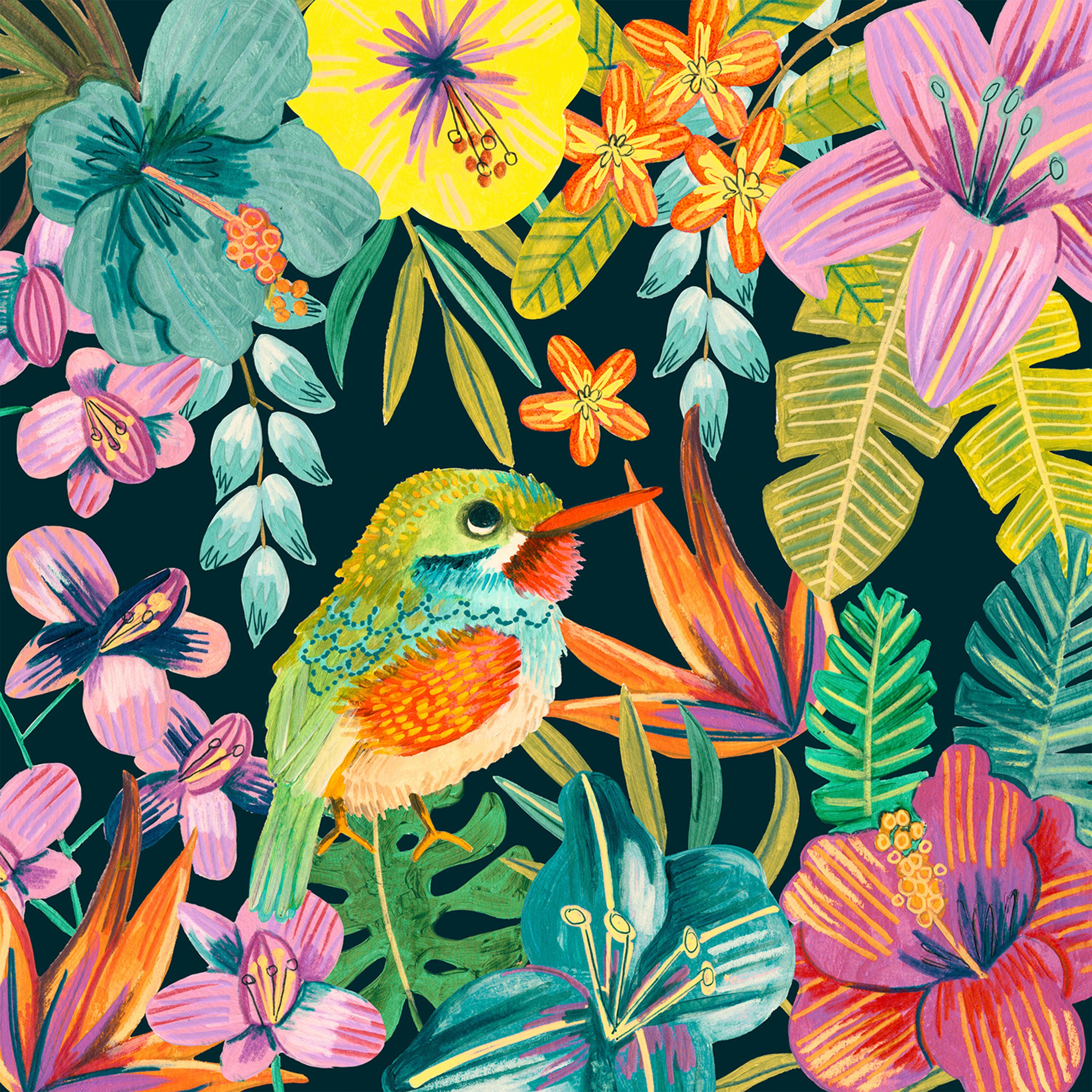 wall-art-print-canvas-poster-framed-Tropical Bird, Style A-1