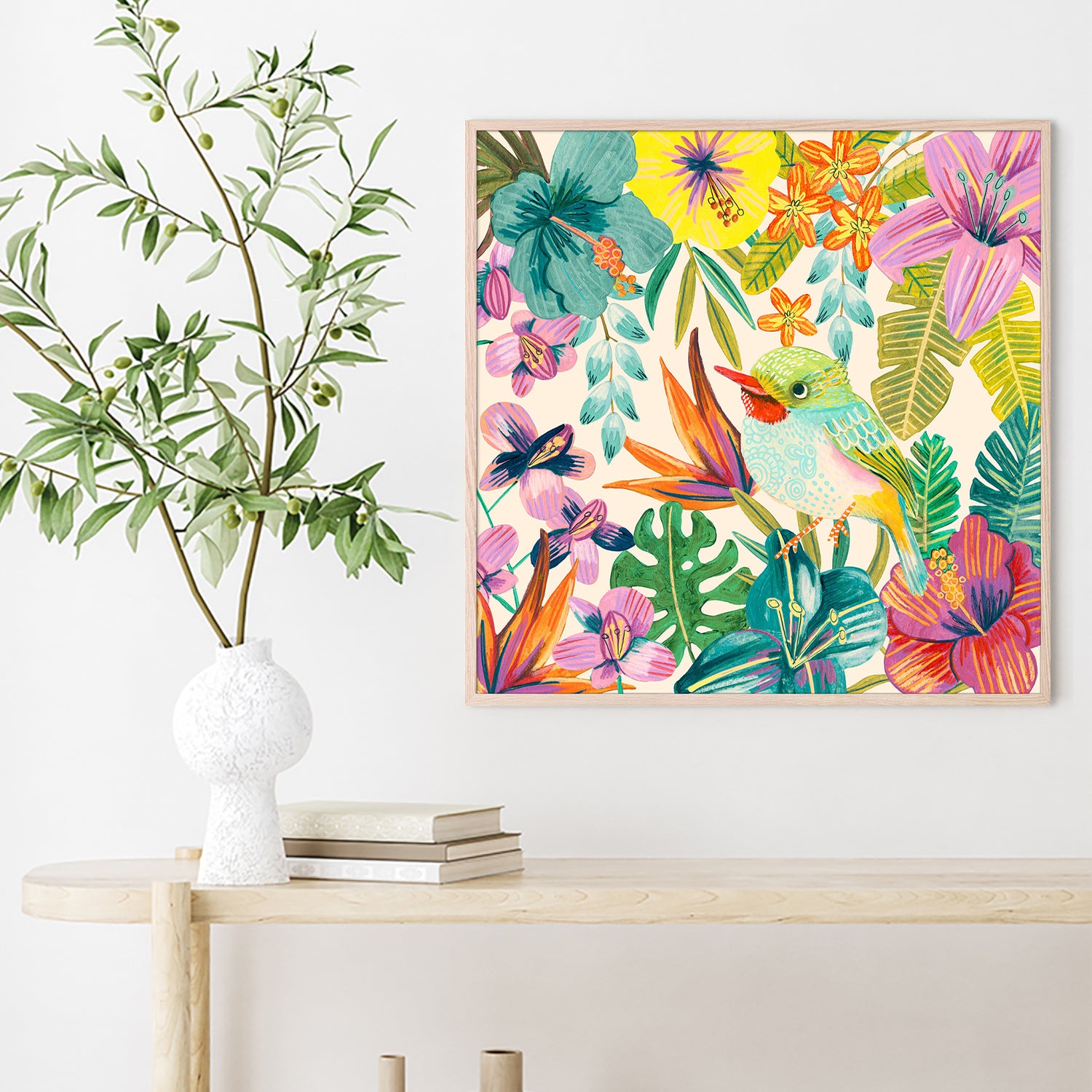 wall-art-print-canvas-poster-framed-Tropical Bird, Style B-2