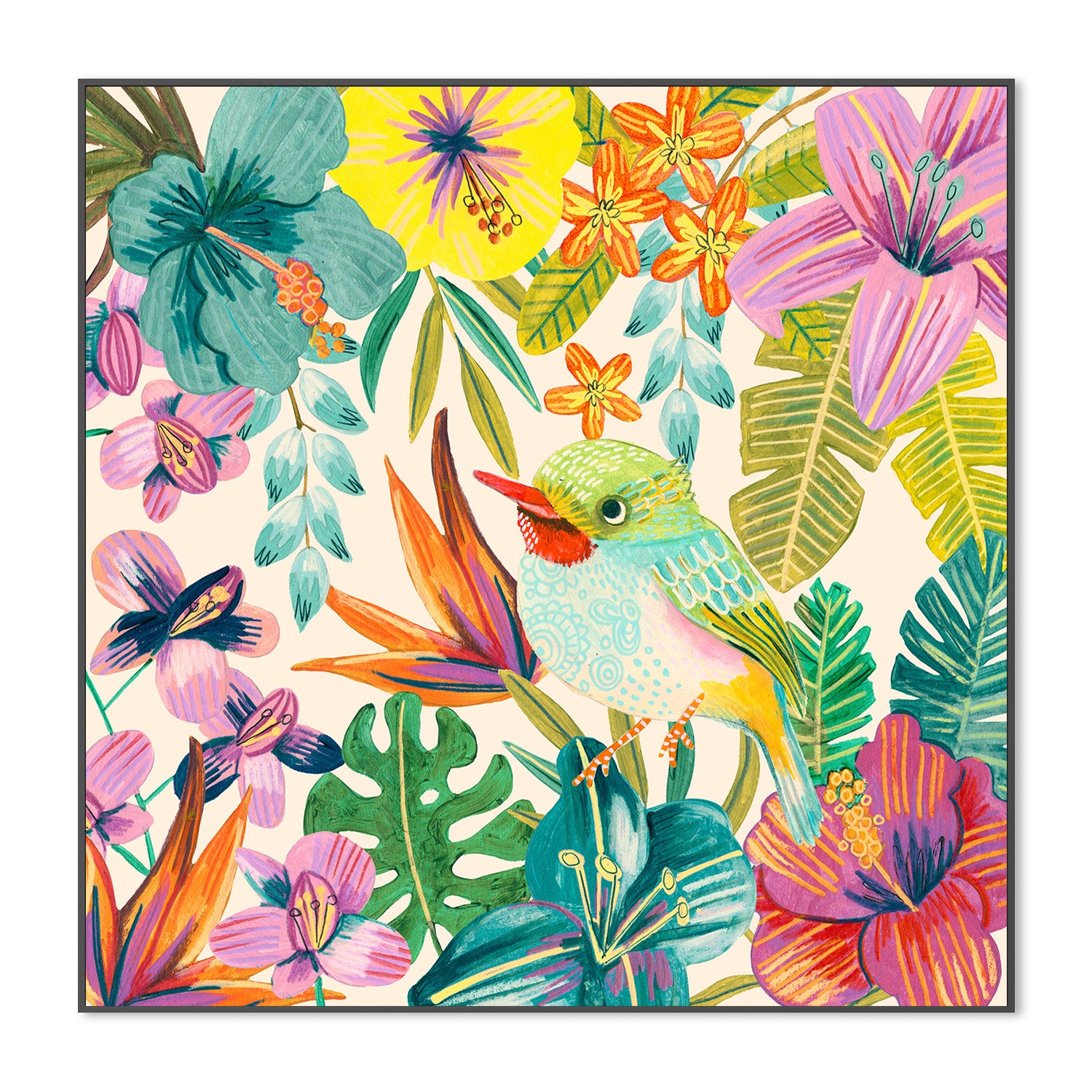 wall-art-print-canvas-poster-framed-Tropical Bird, Style B-3