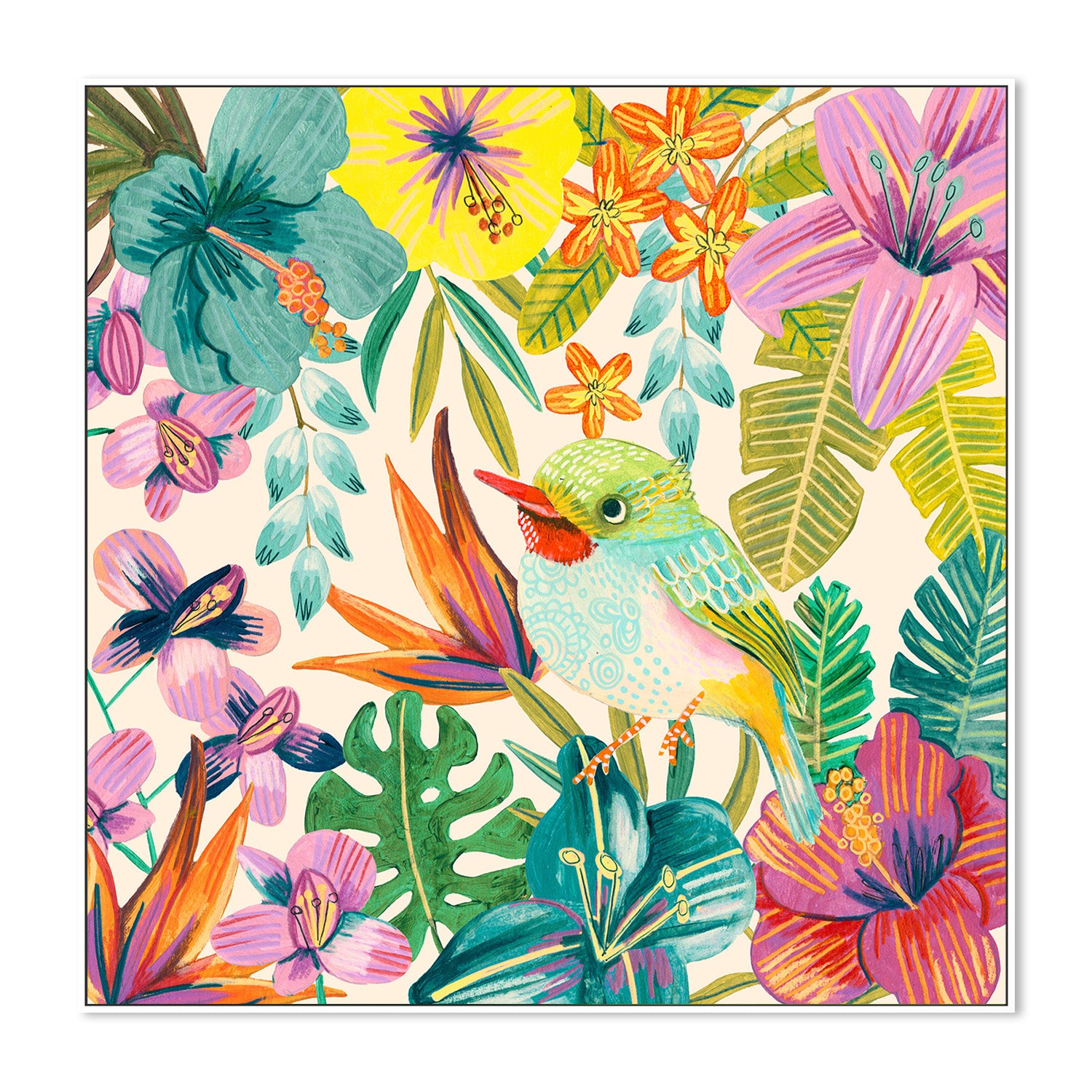 wall-art-print-canvas-poster-framed-Tropical Bird, Style B-5