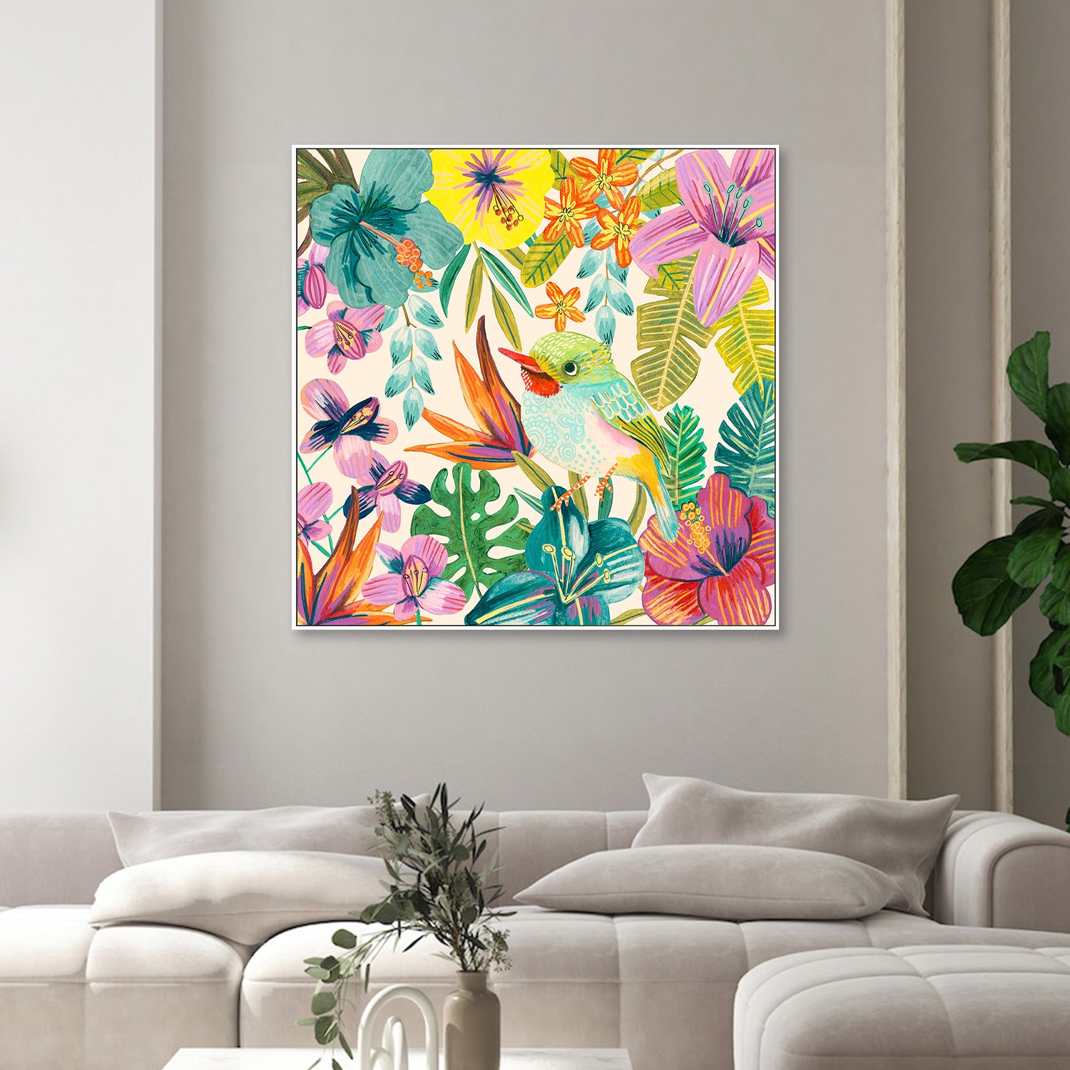 wall-art-print-canvas-poster-framed-Tropical Bird, Style B-7