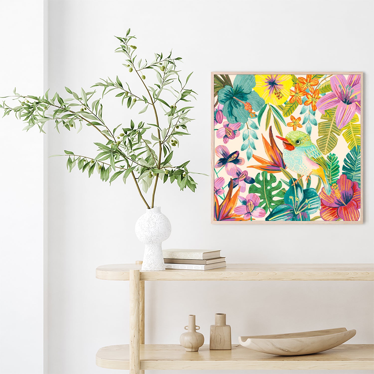 wall-art-print-canvas-poster-framed-Tropical Bird, Style B-9