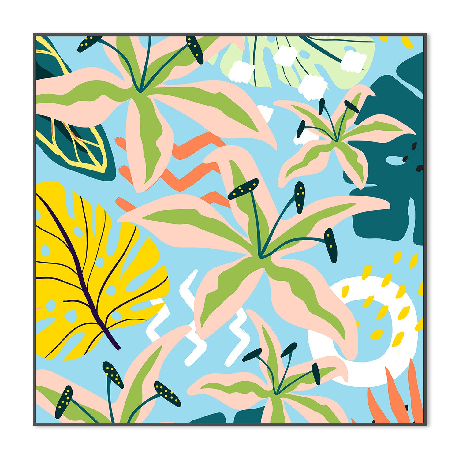 wall-art-print-canvas-poster-framed-Tropical Floral Arrangement-3