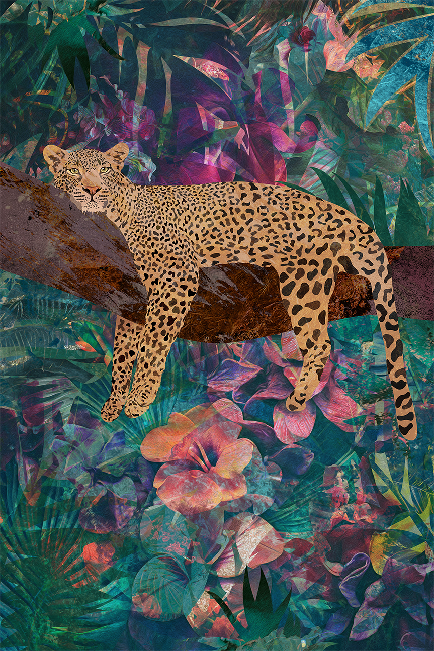 wall-art-print-canvas-poster-framed-Tropical Jungle Leopard No Glasses , By Sarah Manovski-1
