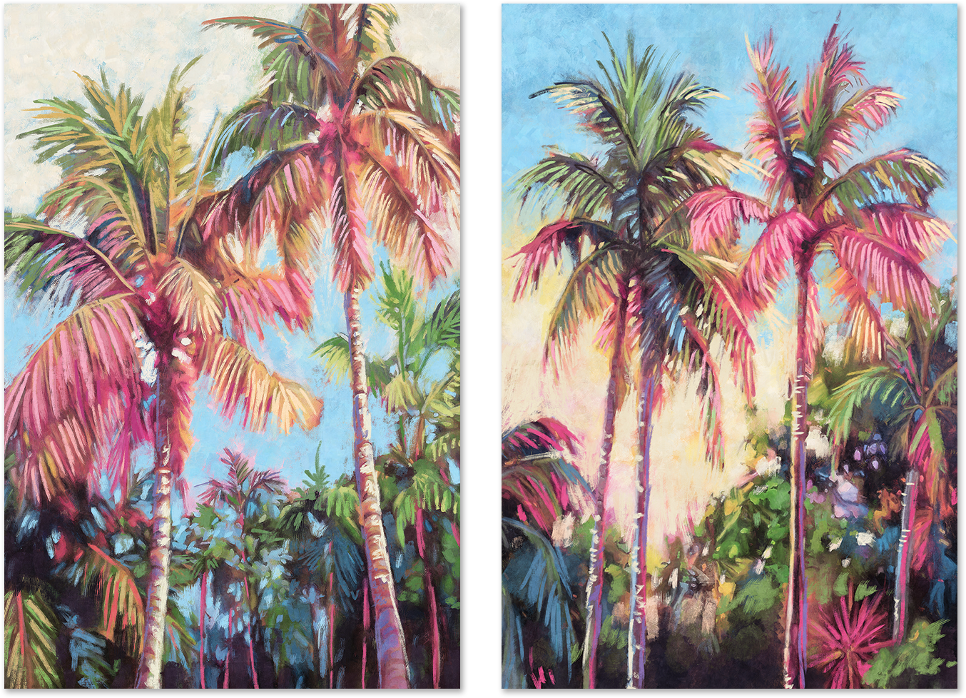 wall-art-print-canvas-poster-framed-Tropical Palm Trees, Style A & B, Set Of 2 , By Nina Blue-1