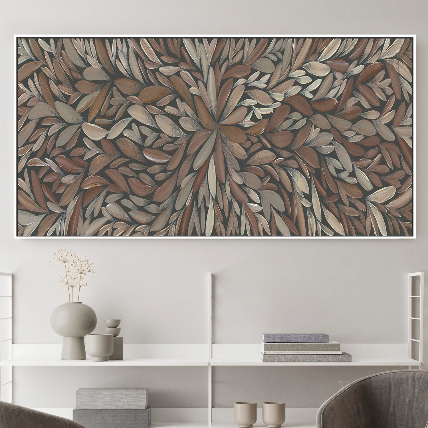 wall-art-print-canvas-poster-framed-Tumbetin Baibaiye, Healing Leaves, Brown and Cream , By Emma Rigney-2