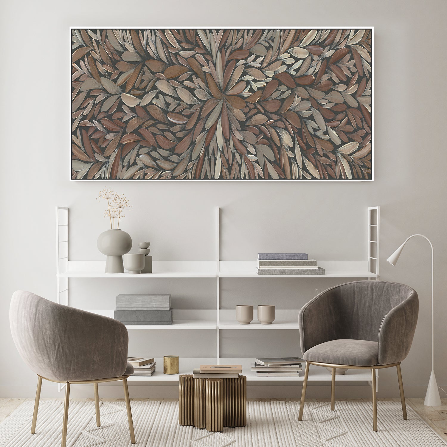 wall-art-print-canvas-poster-framed-Tumbetin Baibaiye, Healing Leaves, Brown and Cream , By Emma Rigney-7