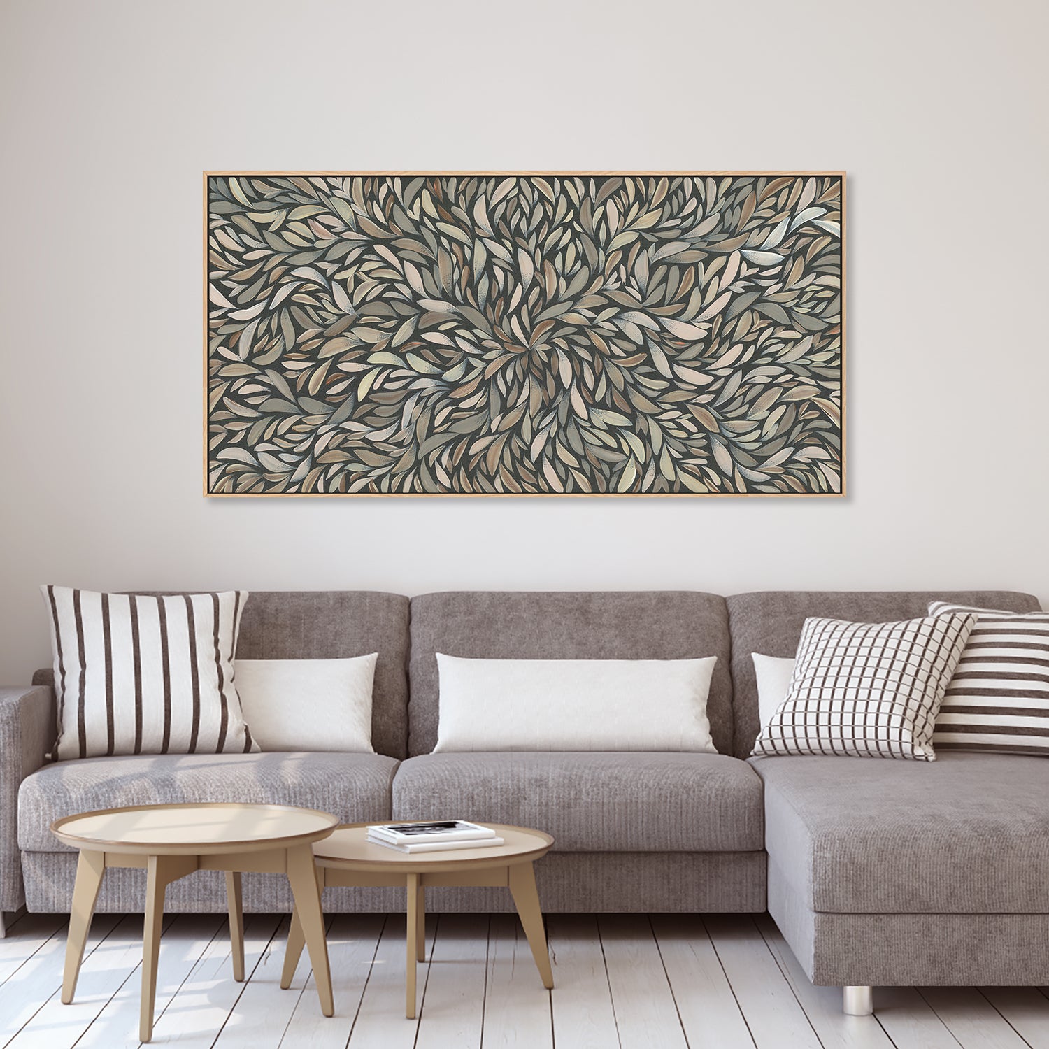 wall-art-print-canvas-poster-framed-Tumbetin Baibaiye, Healing Leaves, Brown Cream and Grey , By Emma Rigney-7