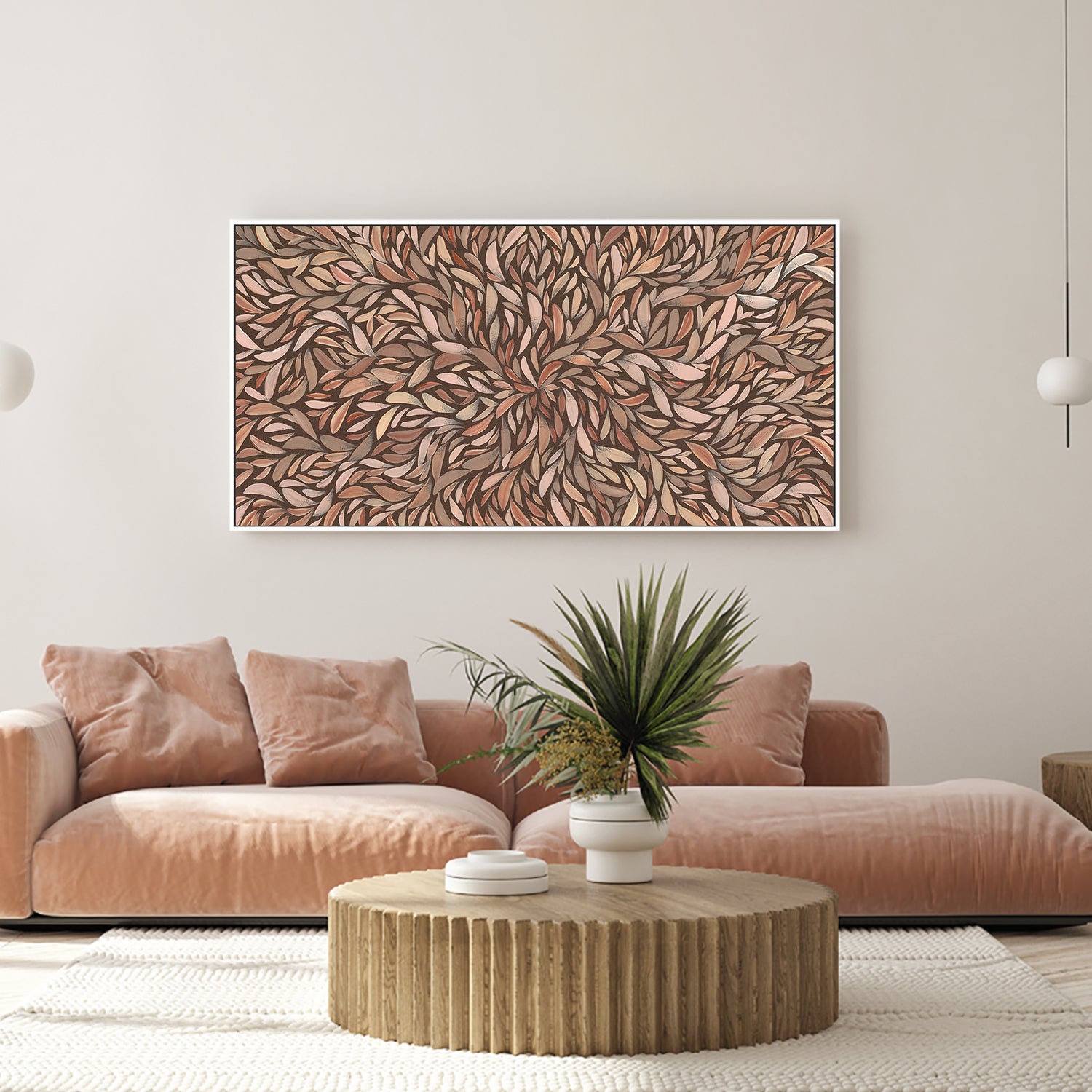 wall-art-print-canvas-poster-framed-Tumbetin Baibaiye, Healing Leaves, Brown Cream and Grey, Mocha Tone , By Emma Rigney-2