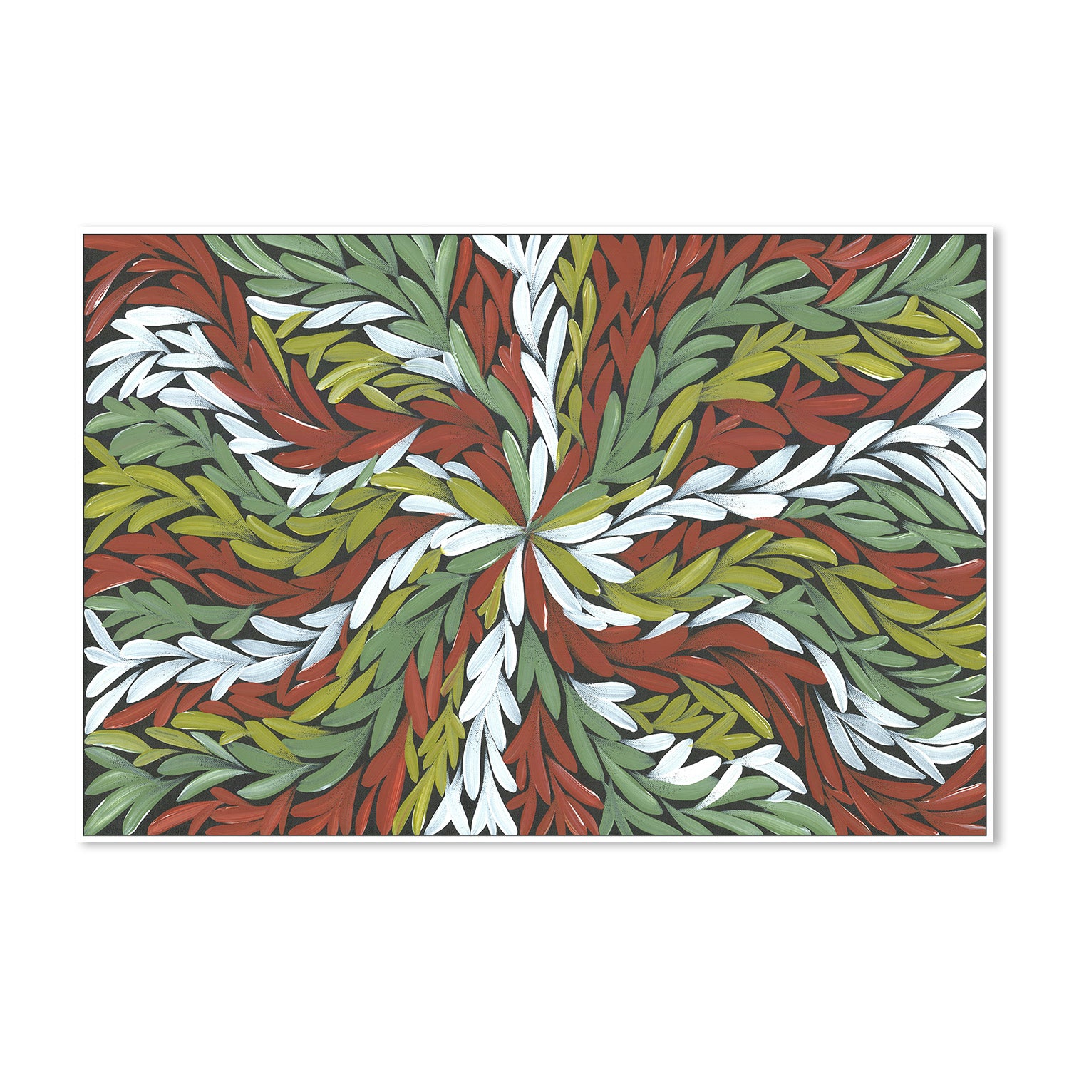 wall-art-print-canvas-poster-framed-Tumbetin Baibaiye, Healing Leaves in Green White & Red-5