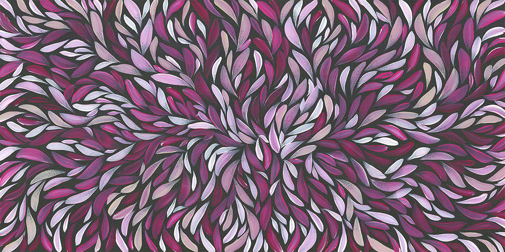 wall-art-print-canvas-poster-framed-Tumbetin Baibaiye, Healing Leaves in Purple, Cream & White-1