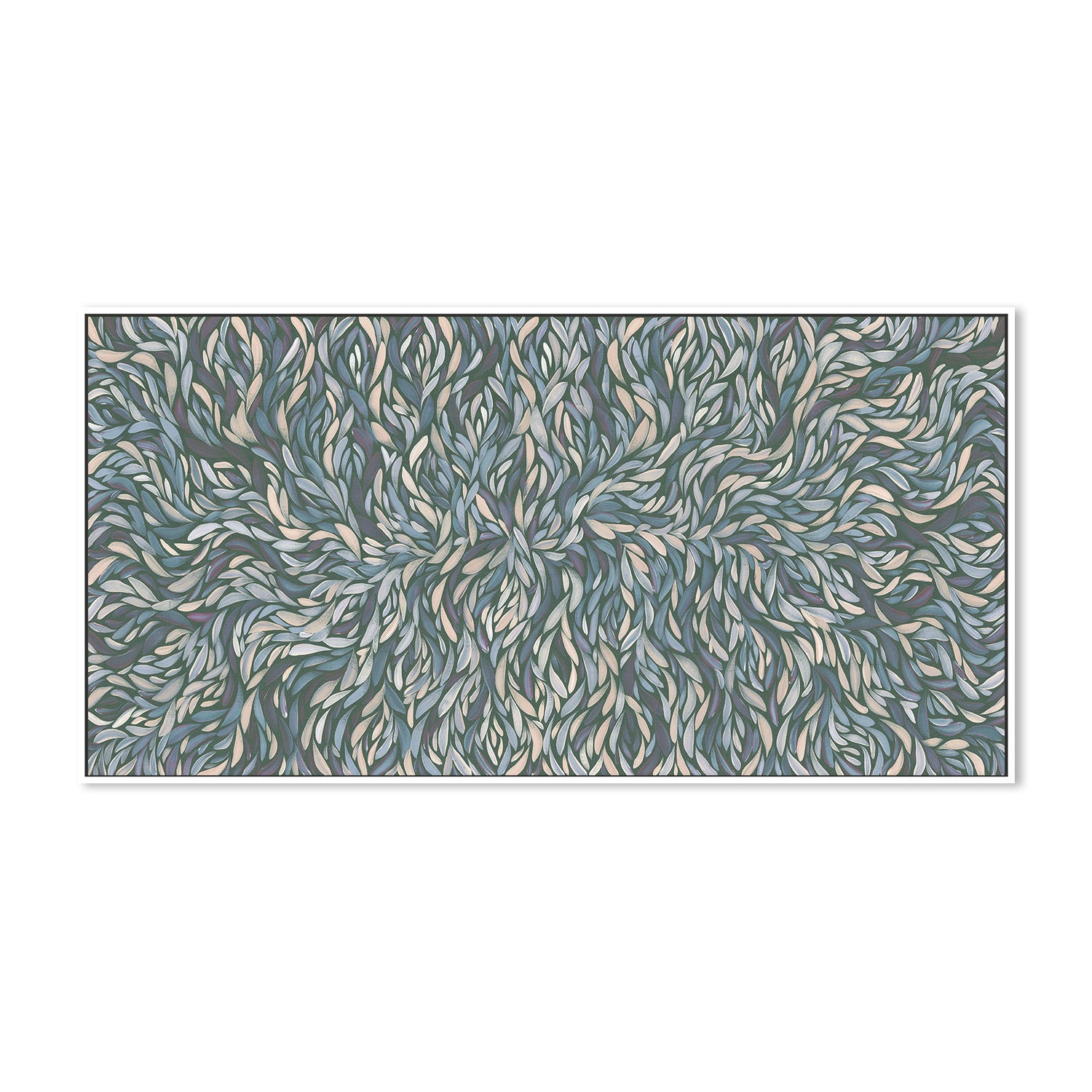 wall-art-print-canvas-poster-framed-Tumbetin Baibaiye, Healing Leaves, Purple Beige and Cream, Blue Tone , By Emma Rigney-5