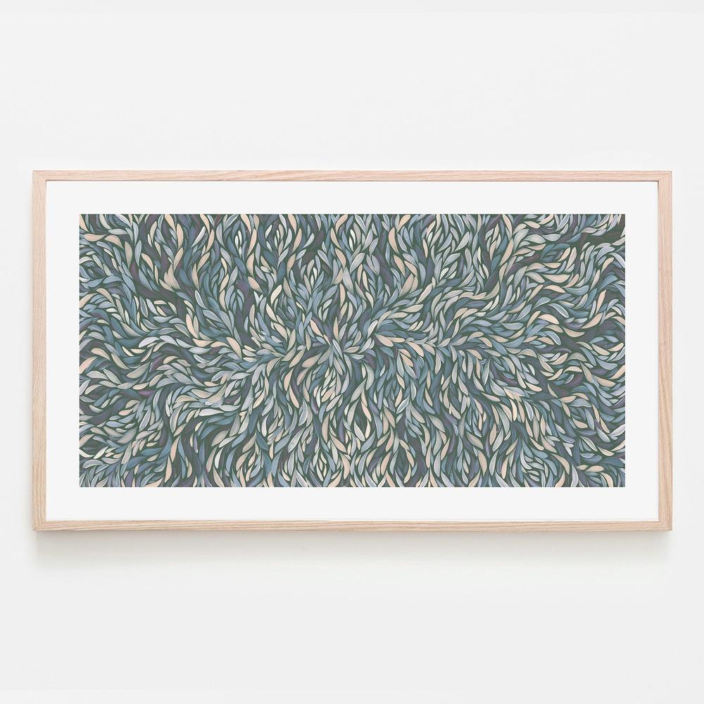 wall-art-print-canvas-poster-framed-Tumbetin Baibaiye, Healing Leaves, Purple Beige and Cream, Blue Tone , By Emma Rigney-6