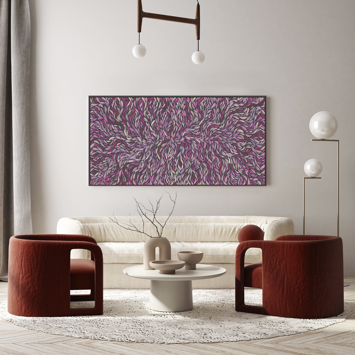 wall-art-print-canvas-poster-framed-Tumbetin Baibaiye, Healing Leaves, Purple Beige and Cream , By Emma Rigney-7