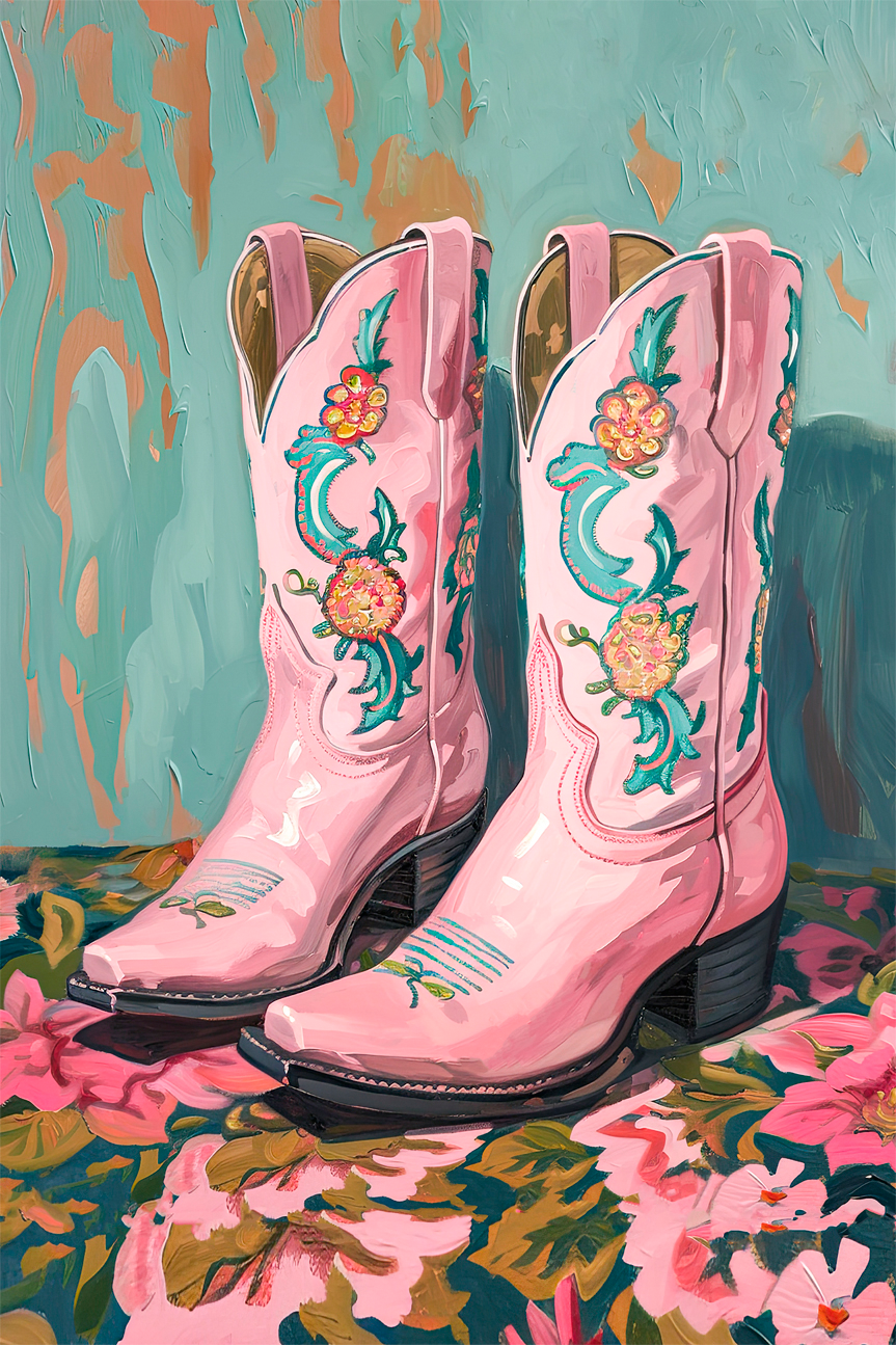 wall-art-print-canvas-poster-framed-Turqoise Boots , By Lady Hana-1