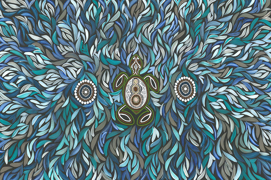 wall-art-print-canvas-poster-framed-Turtle on life's Journey in deep water dreaming-1