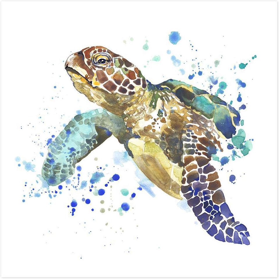 wall-art-print-canvas-poster-framed-Turtle, Watercolour Painting-by-Gioia Wall Art-Gioia Wall Art