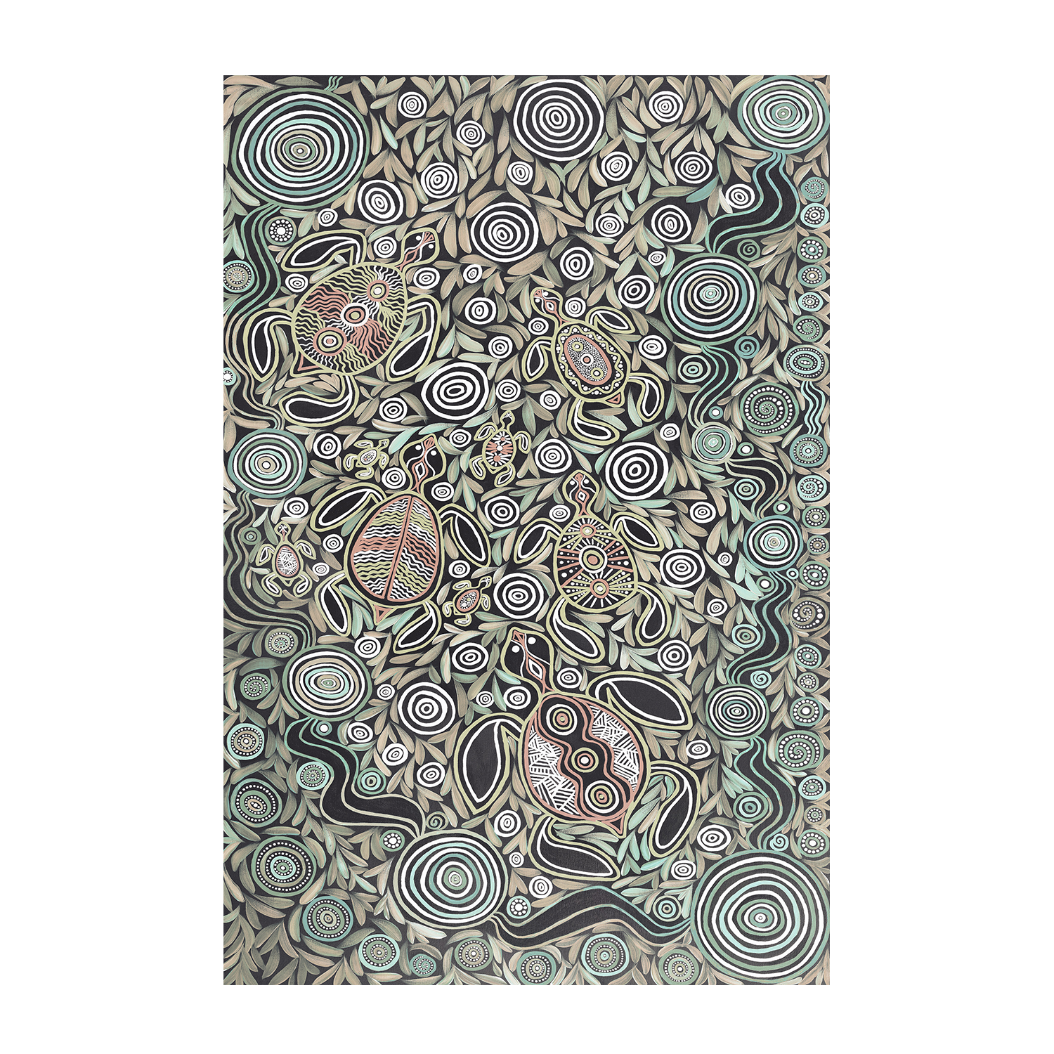 wall-art-print-canvas-poster-framed-Turtles In Deep Water Dreaming, Earths Green Tone , By Emma Rigney-1
