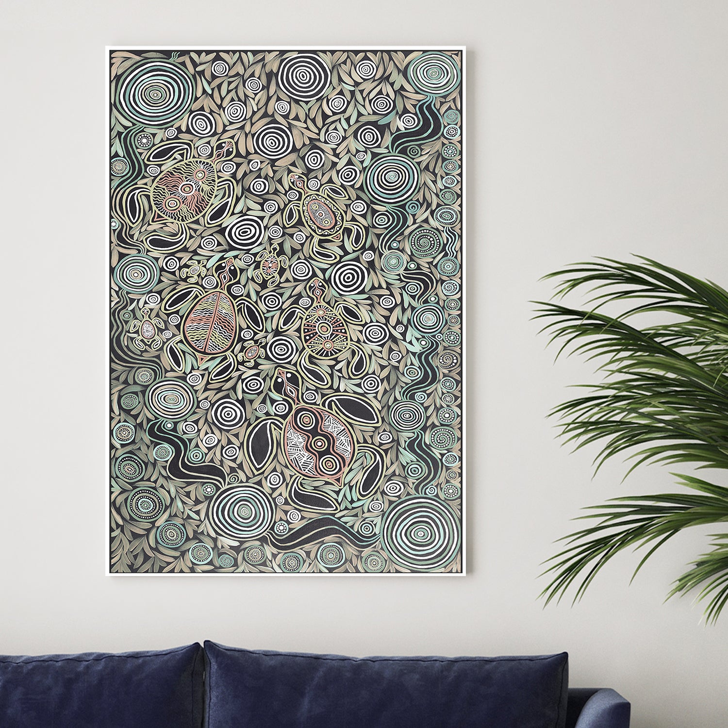 wall-art-print-canvas-poster-framed-Turtles In Deep Water Dreaming, Earths Green Tone , By Emma Rigney-2