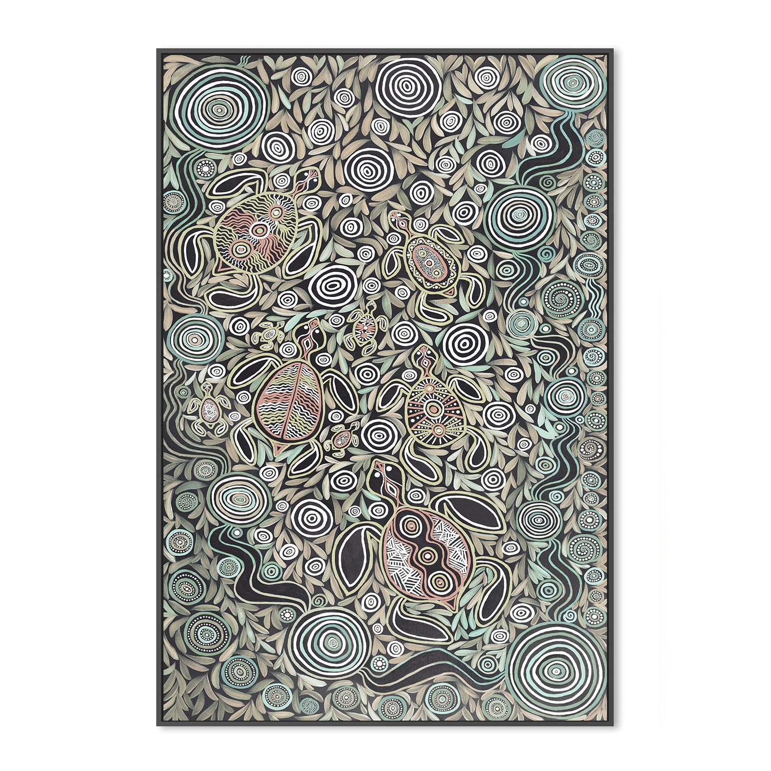 wall-art-print-canvas-poster-framed-Turtles In Deep Water Dreaming, Earths Green Tone , By Emma Rigney-3
