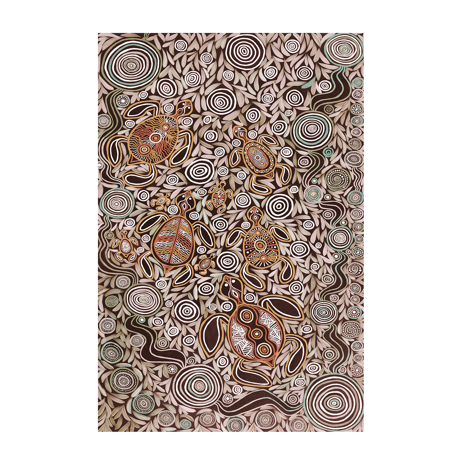 wall-art-print-canvas-poster-framed-Turtles In Deep Water Dreaming, Mocha Tone , By Emma Rigney-1