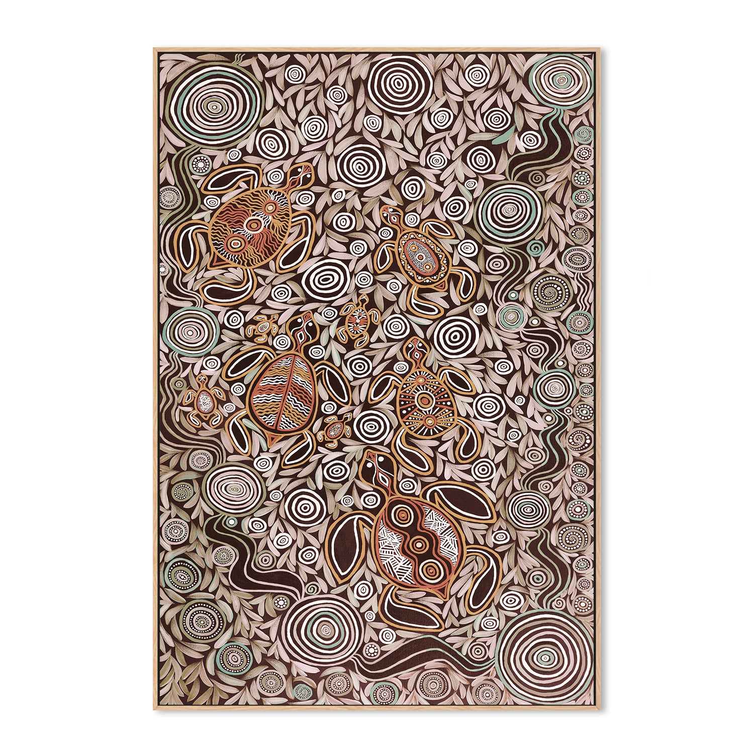wall-art-print-canvas-poster-framed-Turtles In Deep Water Dreaming, Mocha Tone , By Emma Rigney-4