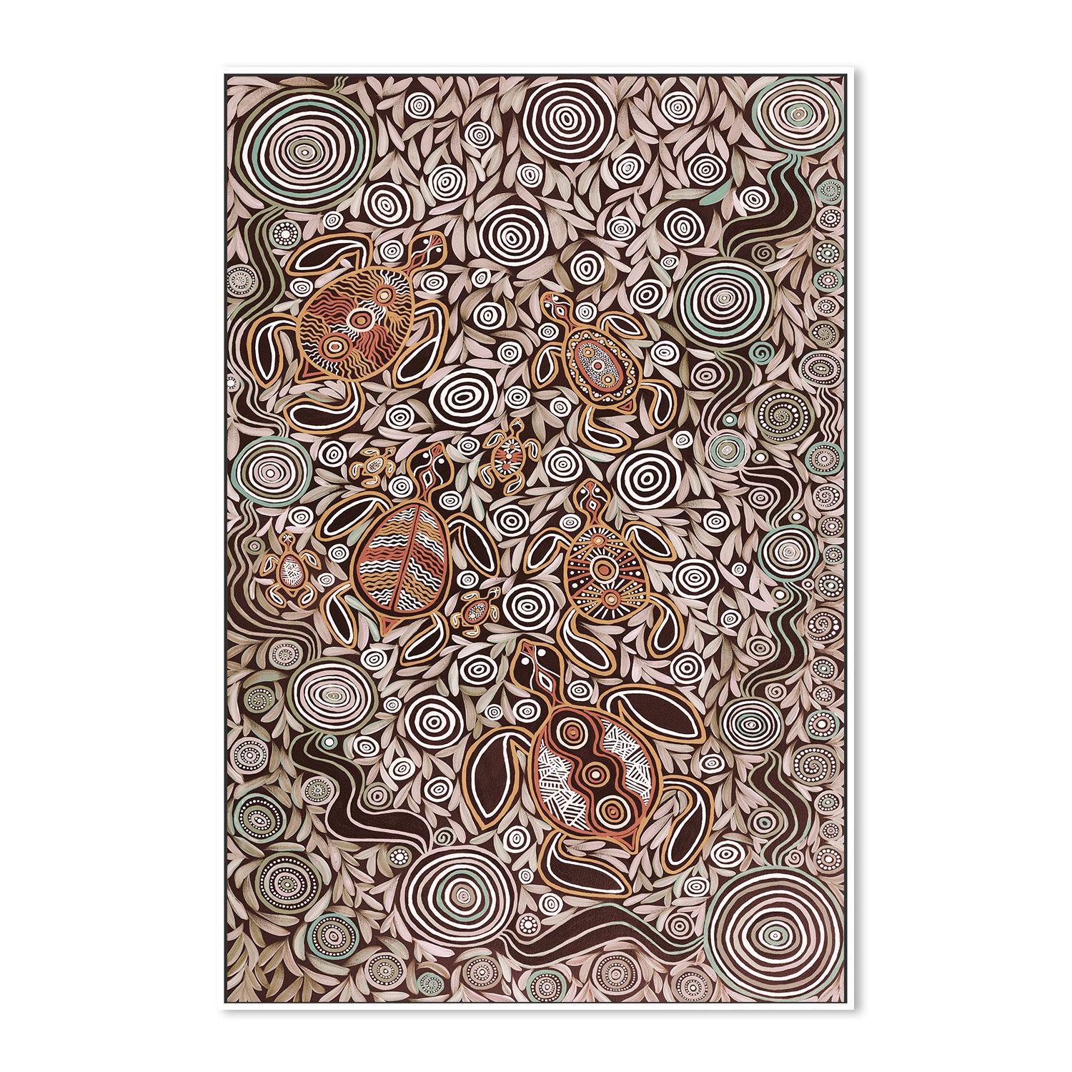 wall-art-print-canvas-poster-framed-Turtles In Deep Water Dreaming, Mocha Tone , By Emma Rigney-5