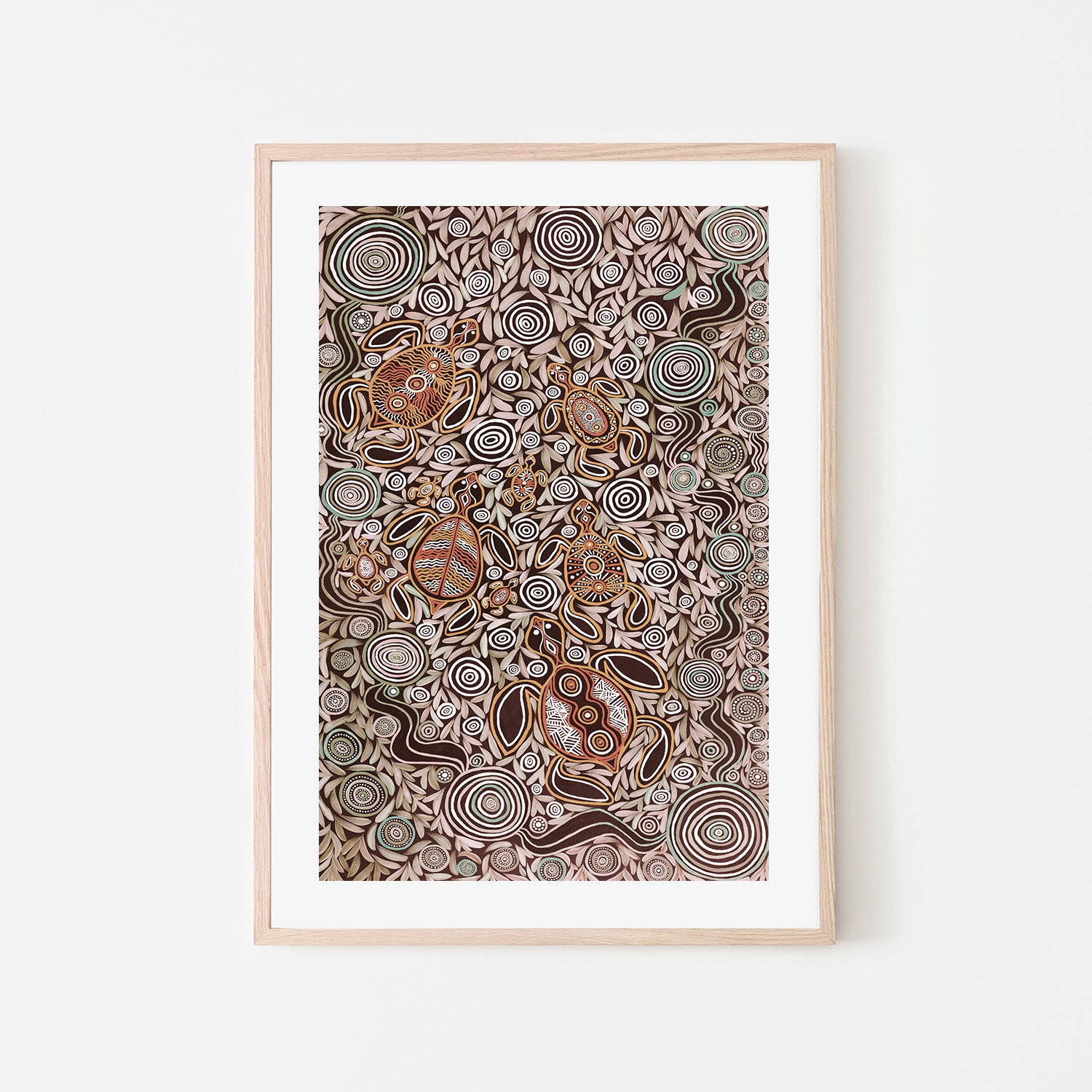 wall-art-print-canvas-poster-framed-Turtles In Deep Water Dreaming, Mocha Tone , By Emma Rigney-6