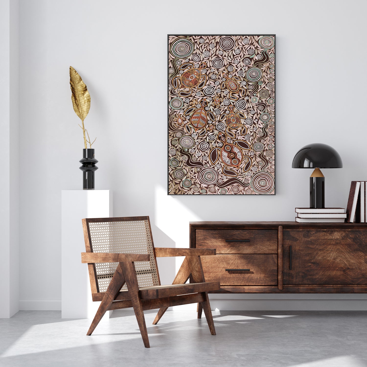 wall-art-print-canvas-poster-framed-Turtles In Deep Water Dreaming, Mocha Tone , By Emma Rigney-7