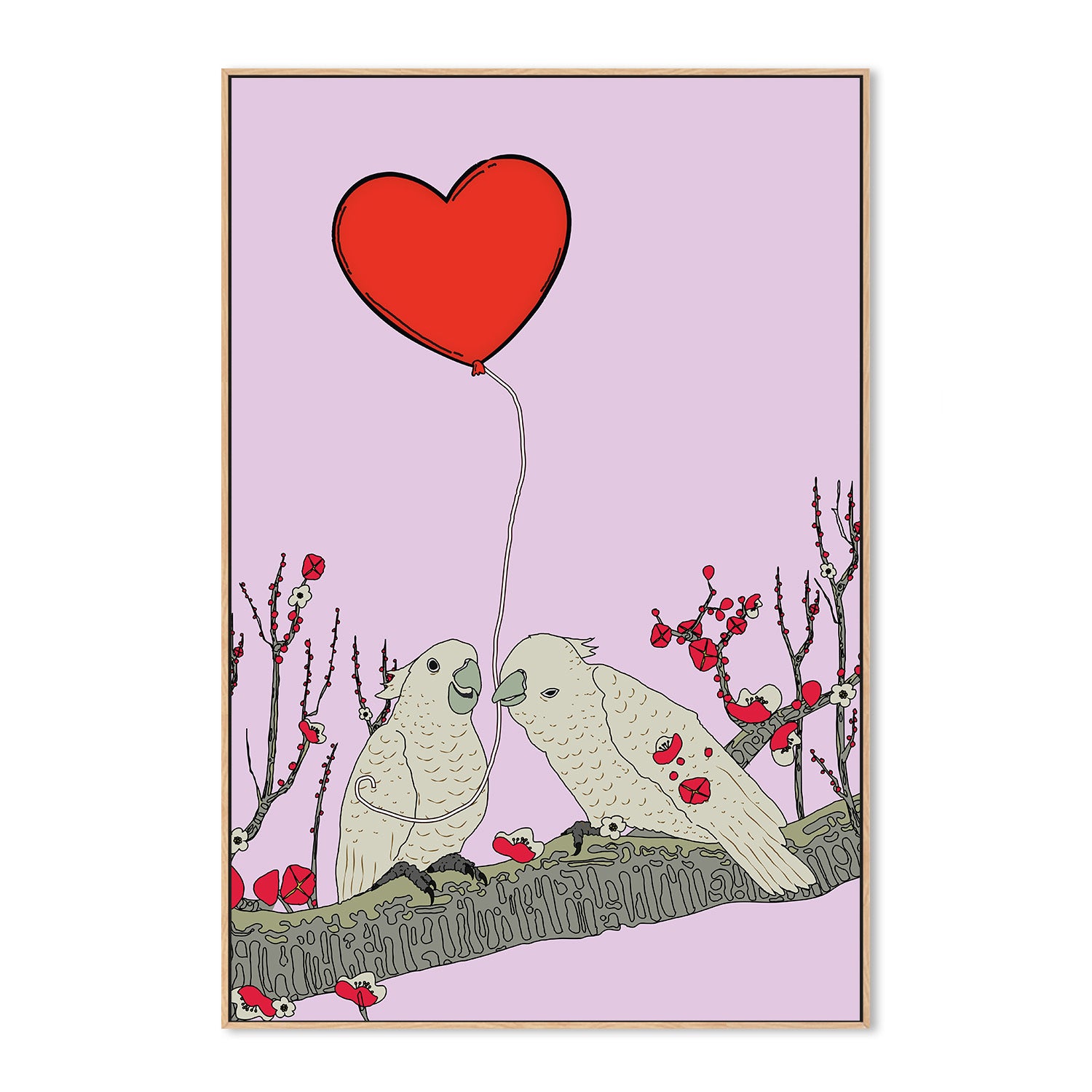 wall-art-print-canvas-poster-framed-Two Birds Perched On A Branch-4