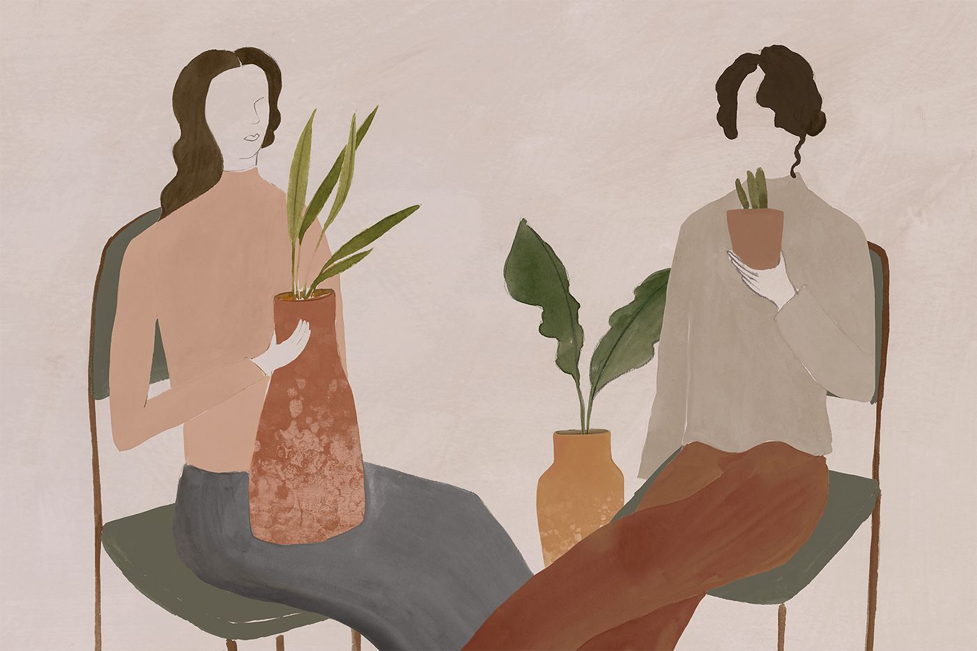 wall-art-print-canvas-poster-framed-Two Girls, Style B , By Lily K-1