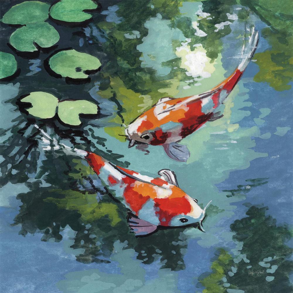 wall-art-print-canvas-poster-framed-Two Koi Fish In Pond-1