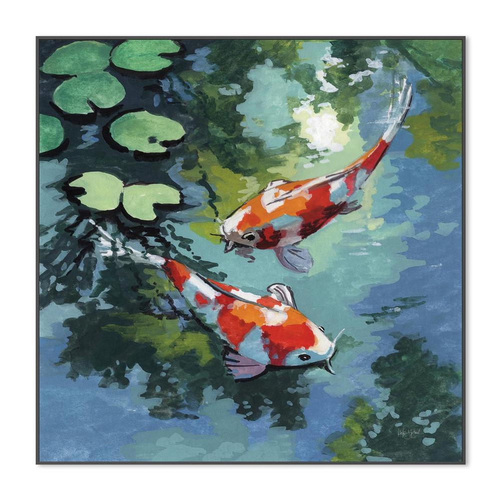 wall-art-print-canvas-poster-framed-Two Koi Fish In Pond-3