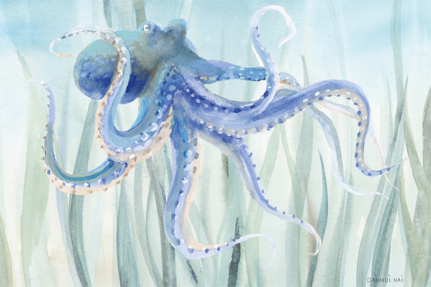 wall-art-print-canvas-poster-framed-Undersea Octopus Seaweed , By Danhui Nai-1